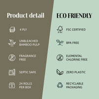 100% Tree-free Eco-friendly Bamboo Toilet Paper