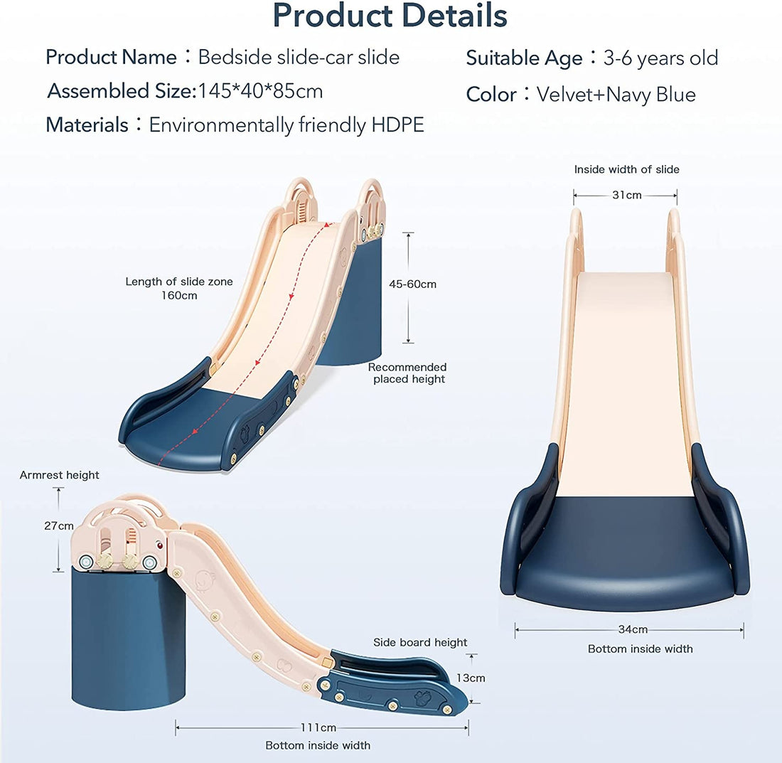 EALING BABY Kids Indoor Sofa Slide Stair Slide Attachment to Toddler Bed and Nugget Couch, Best Accessory to Toy Playground and Bedroom, Pink and Blue