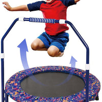 EALING BABY 36'' Kids Trampoline-Mini Trampoline With Foldable Bungee -Toddler TrampolineWith Rebounder Adjustable Handrail And Padded Cover -Black -Purple Outdoor-Indoor Trampoline For Exercise