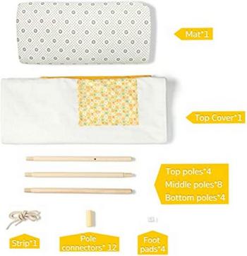 EALING BABY Kids Teepee Tent-Foldable Cotton Canvas Kids Playhouse with Tent Mat -Teepee Tent with Windows and Door Curtains -Outdoor andIndoor Playhouse-White and YellowPlay Tent for Boys and Girls