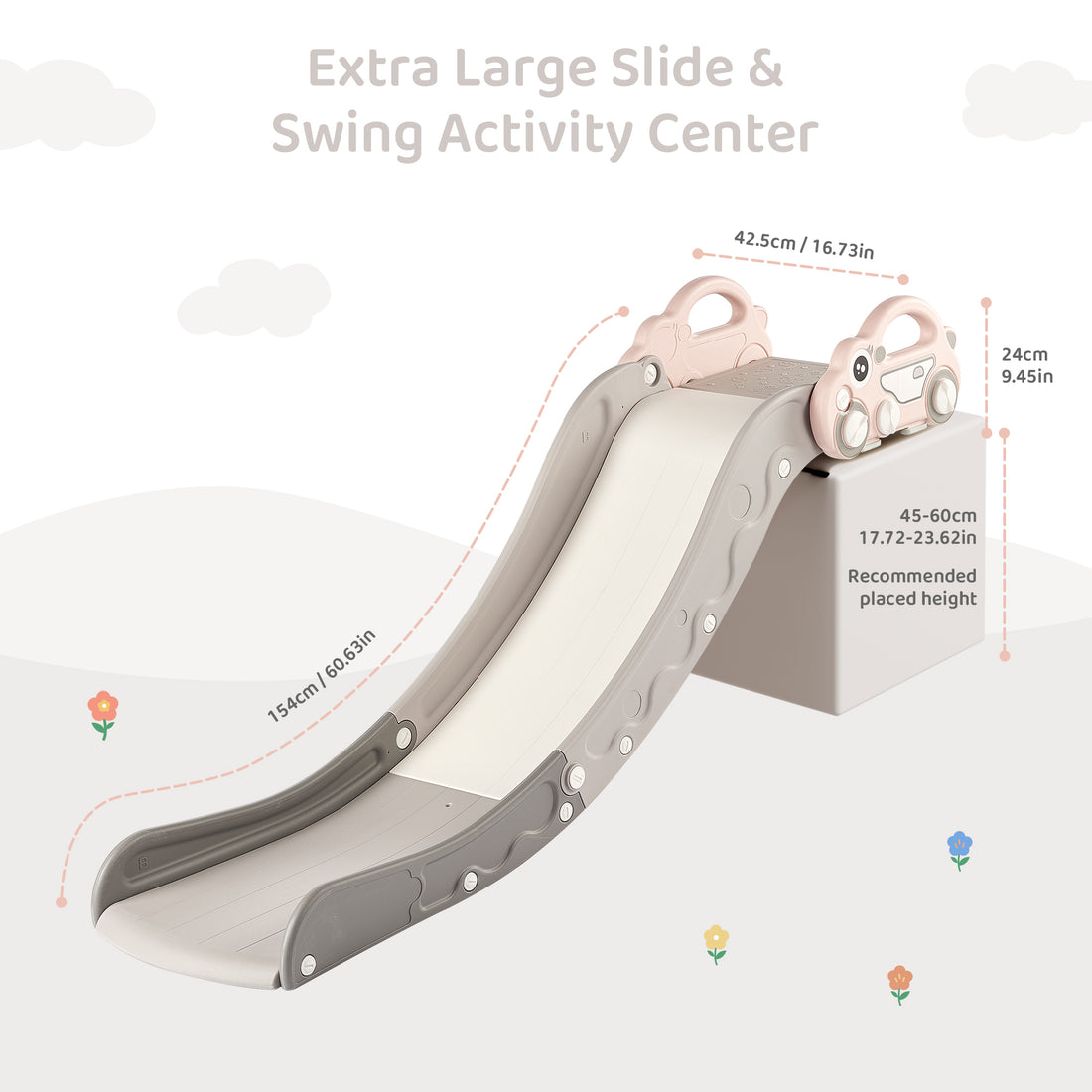 DUKE BABY Toddler Sofa and Bed-side Slide - Pink