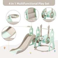 Duke Baby 4 in1 Swing and Slide Playset with Basketball Hoop - Mint Green