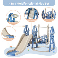 Duke Baby 4 in1 Swing and Slide Playset with Basketball Hoop - Blue