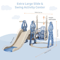 Duke Baby 4 in1 Swing and Slide Playset with Basketball Hoop - Blue