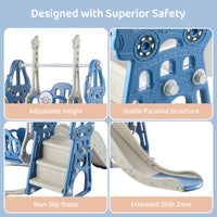 Duke Baby 4 in1 Swing and Slide Playset with Basketball Hoop - Blue