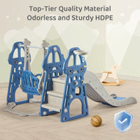 Duke Baby 4 in1 Swing and Slide Playset with Basketball Hoop - Blue