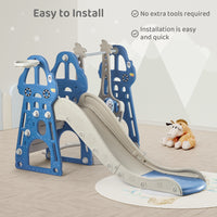 Duke Baby 4 in1 Swing and Slide Playset with Basketball Hoop - Blue