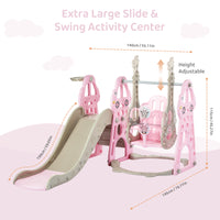 Duke Baby 4 in1 Swing and Slide Playset with Basketball Hoop - Pink