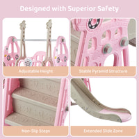 Duke Baby 4 in1 Swing and Slide Playset with Basketball Hoop - Pink