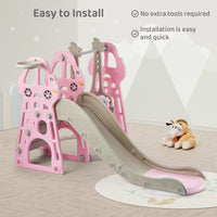 Duke Baby 4 in1 Swing and Slide Playset with Basketball Hoop - Pink