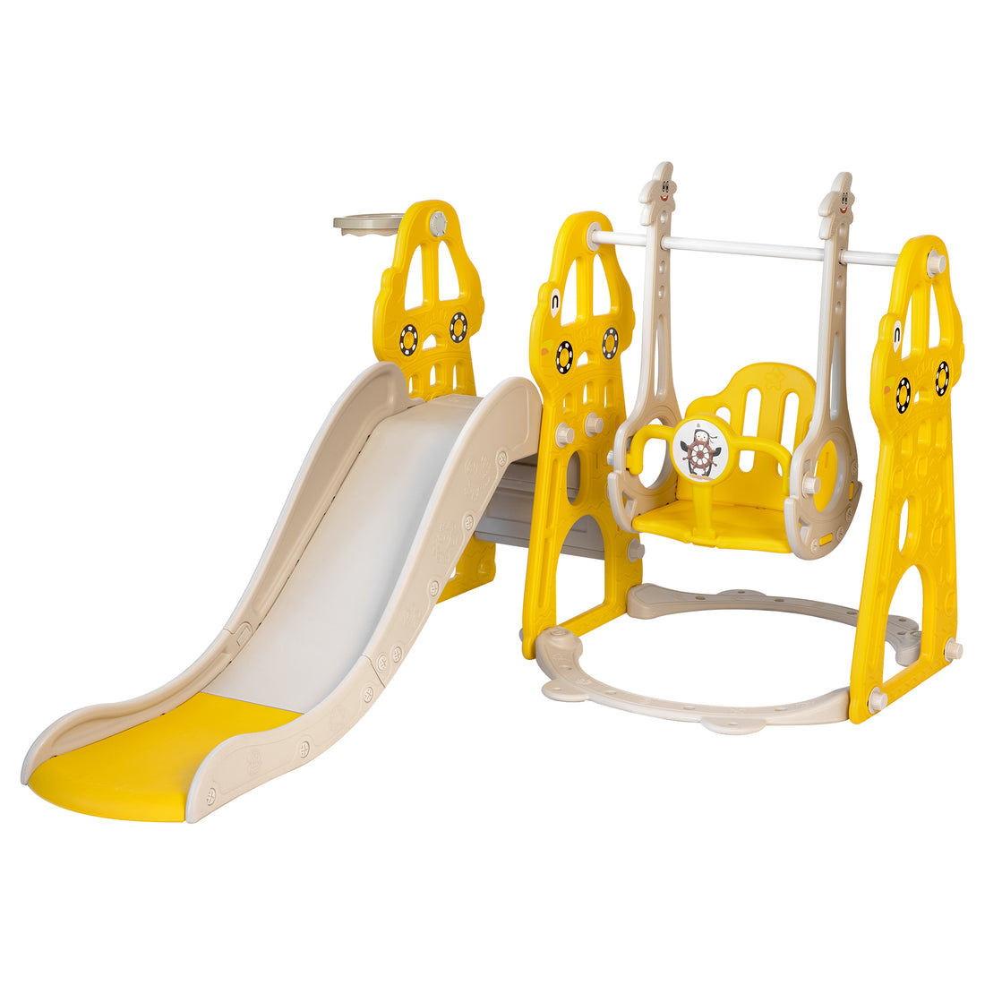 Duke Baby 4 in1 Swing and Slide Playset with Basketball Hoop - Yellow