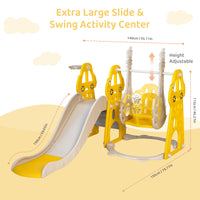 Duke Baby 4 in1 Swing and Slide Playset with Basketball Hoop - Yellow