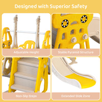 Duke Baby 4 in1 Swing and Slide Playset with Basketball Hoop - Yellow