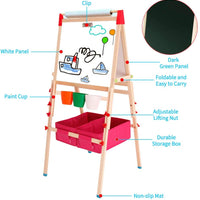 EALING BABY Art Easel - Wood Frame with Storage Boxes - Red