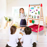 EALING BABY Art Easel - Wood Frame with Storage Boxes - Red