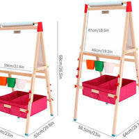EALING BABY Art Easel - Wood Frame with Storage Boxes - Red