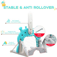 EALING BABY 5-in-1 Toddler Basketball Hoop IndoorSports Activity Center -Soccer Goal, Golf, Ring Toss -Durable Play Set With Balls, Clubs, Pump, Rings -Multi-functionIndoorToddler Sports ToyFor Kids 3-12 Years Old –Green UFO