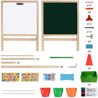 Ealing Baby Art Easel for Kids-3-In-1Art Easelwith Dry-Erase Board, Chalkboard and Paper Roll -Standing Art Easelwith Art Supply Storage, Magnetic Letter and Numbers–GreenColorLearningKid Easel