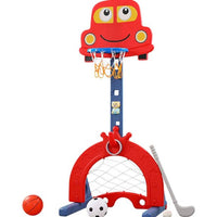 EALING BABY 5-in-1 Toddler Basketball Hoop IndoorSports Activity Center -Soccer Goal, Golf, Ring Toss -Durable Play SetWith Balls, Clubs, Pump, Rings -Multi-functionIndoorToddler Sports Toy For Kids 3-12 Years Old –Red