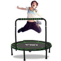 EALING BABY 36'' Kids Trampoline-Mini Trampoline With Foldable Bungee -Toddler TrampolineWith Rebounder Adjustable Handrail And Padded Cover -Black -Green Outdoor-Indoor TrampolineFor Exercise