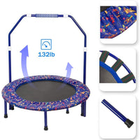 EALING BABY 36'' Kids Trampoline-Mini Trampoline With Foldable Bungee -Toddler TrampolineWith Rebounder Adjustable Handrail And Padded Cover -Black -Purple Outdoor-Indoor Trampoline For Exercise