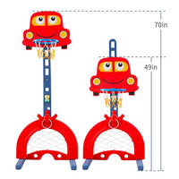 EALING BABY 5-in-1 Toddler Basketball Hoop IndoorSports Activity Center -Soccer Goal, Golf, Ring Toss -Durable Play SetWith Balls, Clubs, Pump, Rings -Multi-functionIndoorToddler Sports Toy For Kids 3-12 Years Old –Red