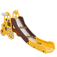 EALING BABY4 in 1 Car Shape Kids Slide-Toddler Climbing Toy With Basketball Hoop, Ring Toss And Slide -Toddler Slides With Big Buffer Area For Kids Gift -Yellow Inside/Outside Play set For 3-6 Years