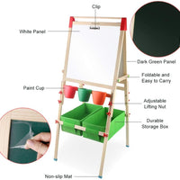 Ealing Baby Art Easel for Kids-3-In-1Art Easelwith Dry-Erase Board, Chalkboard and Paper Roll -Standing Art Easelwith Art Supply Storage, Magnetic Letter and Numbers–GreenColorLearningKid Easel