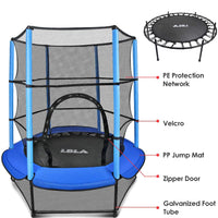 EALING BABY 55-Inch Trampoline with EnclosureNet -Mini Trampoline with Safety Pad and Springs -Toddler Trampoline with Heavy Duty 6 Legs -Trampoline for Kids& Toddlers -Outdoor/indoor Trampoline--Blue