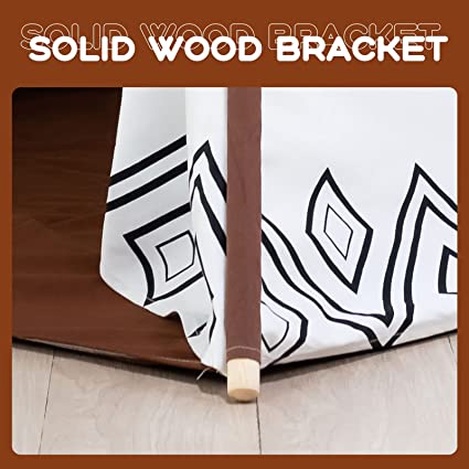 EALING BABY Kids Teepee Tent-Foldable Cotton Canvas Kids Playhouse with Tent Mat -Teepee Tent with Windows and Door Curtains -Outdoor andIndoor Playhouse-White and BrownPlay Tent for Boys and Girls