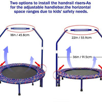 EALING BABY 36'' Kids Trampoline-Mini Trampoline With Foldable Bungee -Toddler TrampolineWith Rebounder Adjustable Handrail And Padded Cover -Black -Purple Outdoor-Indoor Trampoline For Exercise