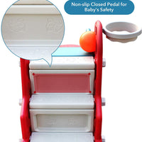 EALING BABY4 in 1 Car Shape Kids Slide-Toddler Climbing Toy With Basketball Hoop, Ring Toss And Slide -Toddler Slides With Big Buffer Area For Kids Gift -Red Inside/Outside Play set For 3-6 Years