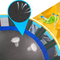 EALING BABY 38'' Kids Trampoline-Mini Trampoline With Foldable Bungee -Toddler TrampolineWith Rebounder Adjustable Handrail And Padded Cover -Blue Dinosaur Outdoor-Indoor Trampoline For Exercise