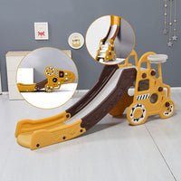 EALING BABY4 in 1 Car Shape Kids Slide-Toddler Climbing Toy With Basketball Hoop, Ring Toss And Slide -Toddler Slides With Big Buffer Area For Kids Gift -Yellow Inside/Outside Play set For 3-6 Years