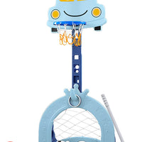 EALING BABY 5-in-1 Toddler Basketball Hoop IndoorSports Activity Center -Soccer Goal, Golf, Ring Toss -Durable Play SetWith Balls, Clubs, Pump, Rings -Multi-functionIndoorToddler Sports Toy For Kids 3-12 Years Old –Blue