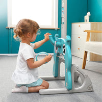 EALING BABY 5-in-1 Toddler Basketball Hoop IndoorSports Activity Center -Soccer Goal, Golf, Ring Toss -Durable Play Set With Balls, Clubs, Pump, Rings -Multi-functionIndoorToddler Sports ToyFor Kids 3-12 Years Old –Green UFO