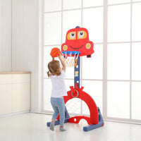 EALING BABY 5-in-1 Toddler Basketball Hoop IndoorSports Activity Center -Soccer Goal, Golf, Ring Toss -Durable Play SetWith Balls, Clubs, Pump, Rings -Multi-functionIndoorToddler Sports Toy For Kids 3-12 Years Old –Red