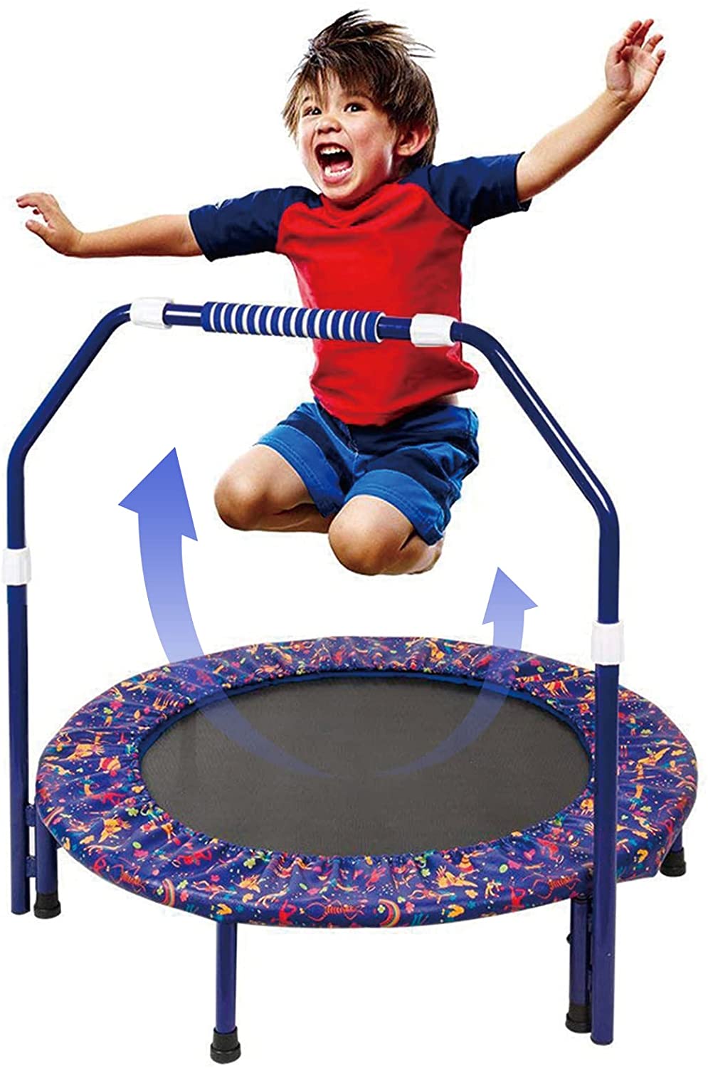 EALING BABY 36'' Kids Trampoline-Mini Trampoline With Foldable Bungee -Toddler TrampolineWith Rebounder Adjustable Handrail And Padded Cover -Black -Purple Outdoor-Indoor Trampoline For Exercise