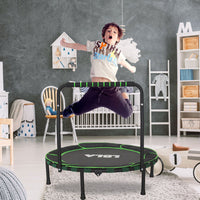 EALING BABY 36'' Kids Trampoline-Mini Trampoline With Foldable Bungee -Toddler TrampolineWith Rebounder Adjustable Handrail And Padded Cover -Black -Green Outdoor-Indoor TrampolineFor Exercise
