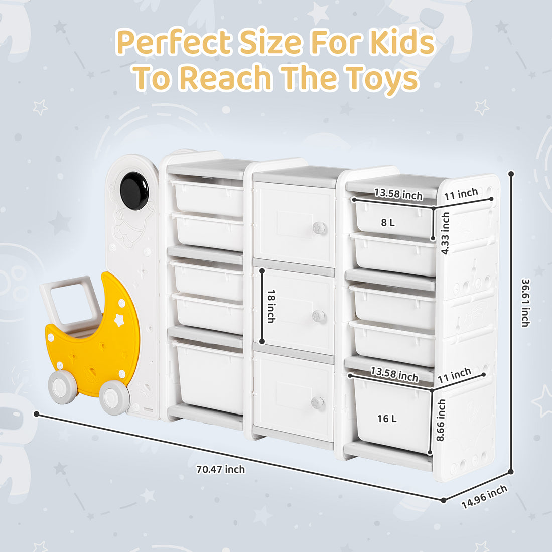 DUKE BABY Kids Toy Storage Organizer with Pull-out Storage Bins, Display  Bookshelves, Multipurpose Toy Cabinets for Kids Playrooms Bedrooms Age  1-12, Whale Collection Large - Yahoo Shopping