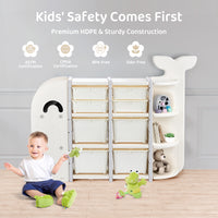 DUKE BABY Kids Large 4 Layer Toy Storage Organizer with 8 Storage Bins and Display Bookshelves for Kids Playroom Bedrooms Age 1-12, Whale Collection White