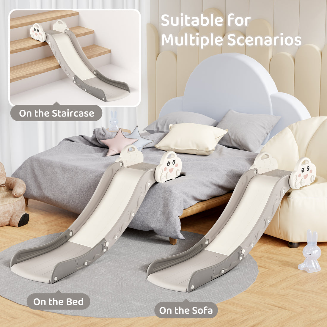 DUKE BABY Toddler Sofa and Bed-side Slide - White