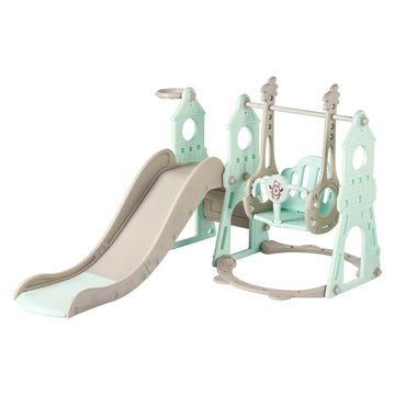 Duke Baby 4 in1 Swing and Slide Playset with Basketball Hoop - Mint Green