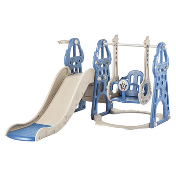 Duke Baby 4 in1 Swing and Slide Playset with Basketball Hoop - Blue