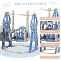 Duke Baby 4 in1 Swing and Slide Playset with Basketball Hoop - Blue