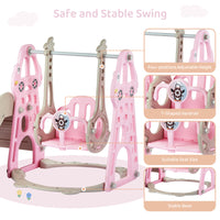 Duke Baby 4 in1 Swing and Slide Playset with Basketball Hoop - Pink