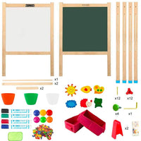 EALING BABY Art Easel - Wood Frame with Storage Boxes - Red
