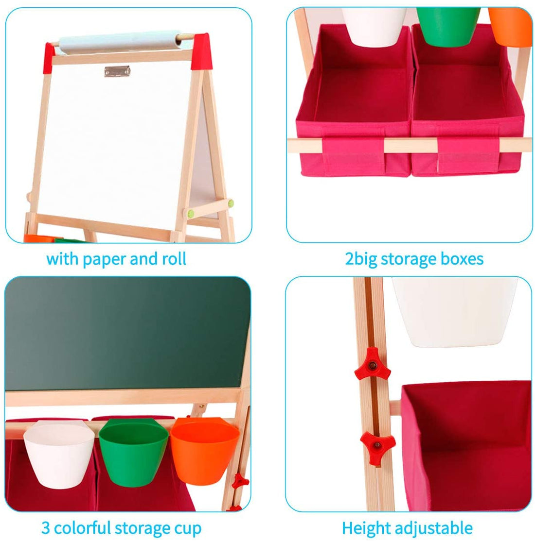 Ealing Kids Easel with Paper Roll Double-Sided Whiteboard
