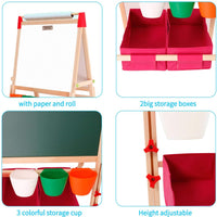 EALING BABY Art Easel - Wood Frame with Storage Boxes - Red