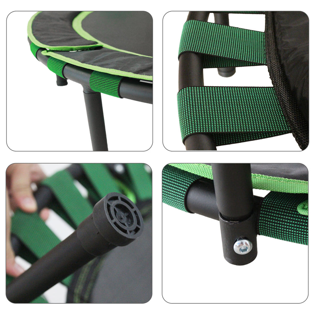 EALING BABY 36'' Kids Trampoline-Mini Trampoline With Foldable Bungee -Toddler TrampolineWith Rebounder Adjustable Handrail And Padded Cover -Black -Green Outdoor-Indoor TrampolineFor Exercise
